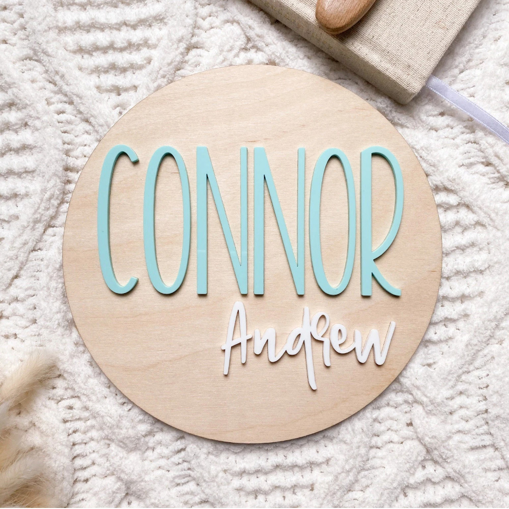 Baby Nursery Usa - Personalisiertes Geburtsankündigungsschild – Babynamenschild aus Holz