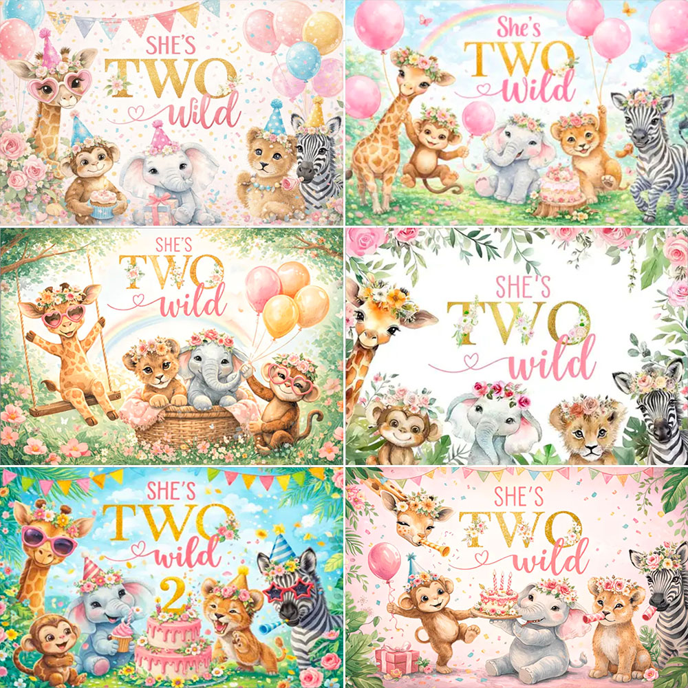 Baby Nursery Jungle Theme - She's Two Wild Theme Tropischer Dschungel-Safari-Fotografie-Hintergrund