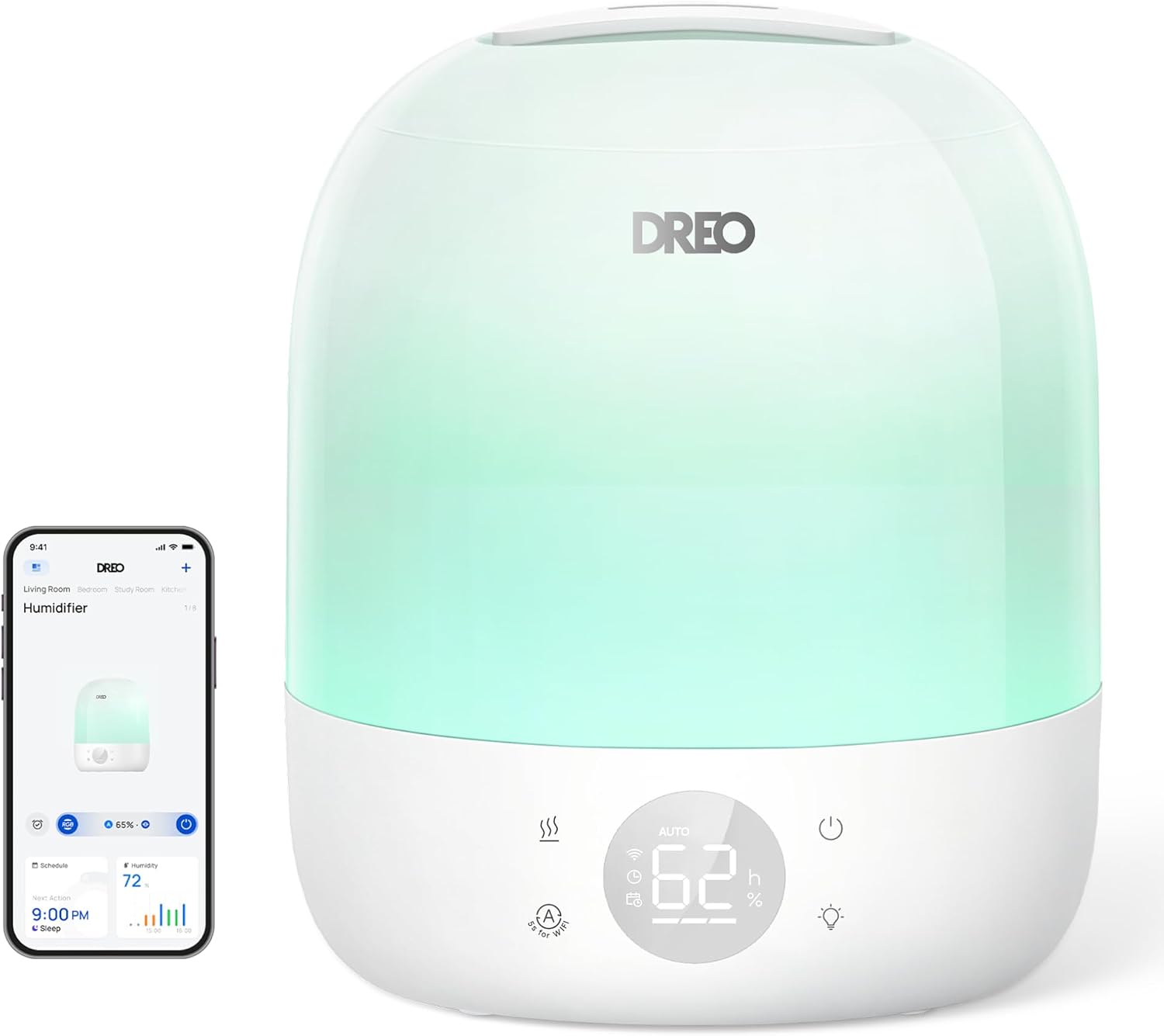 Humidifier Nursery Quiet - 30-Stunden-Kaltnebel-Luftbefeuchter mit RGB-Nachtlicht & Schlaftrainer, extrem