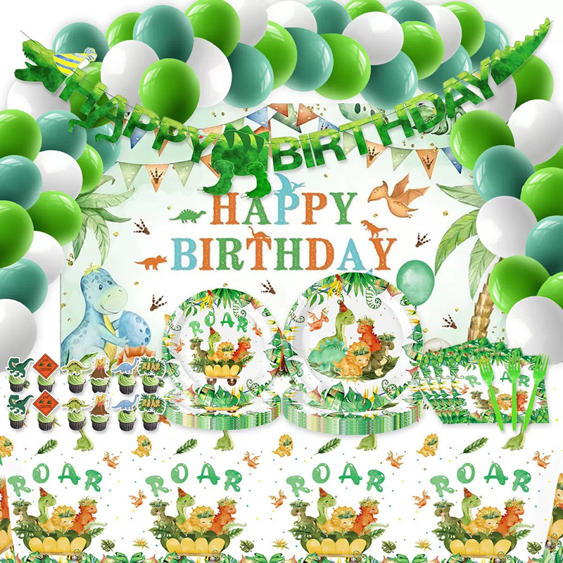 Baby Nursery Jungle Theme - Cartoon Dinosaurier Thema Einweggeschirr Dinosaurier Geburtstag