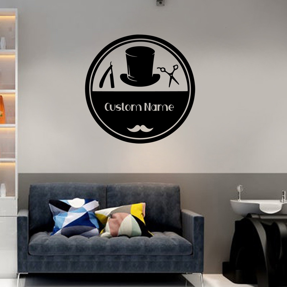 Wall Decal Nursery - 1 Stück niedliche Friseur-Wandaufkleber mit anpassbarem