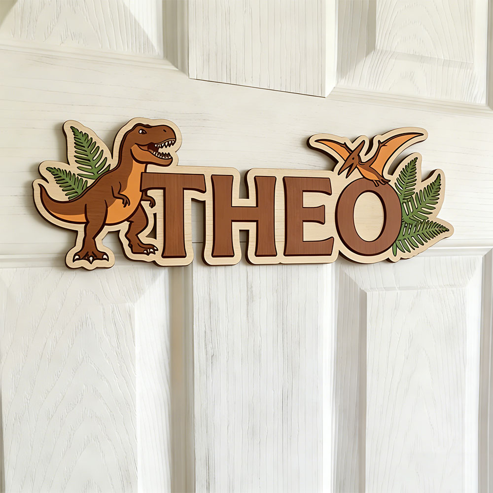Baby Nursery Usa - Personalisiertes Dinosaurier-Namensschild für das geliebteste Baby,