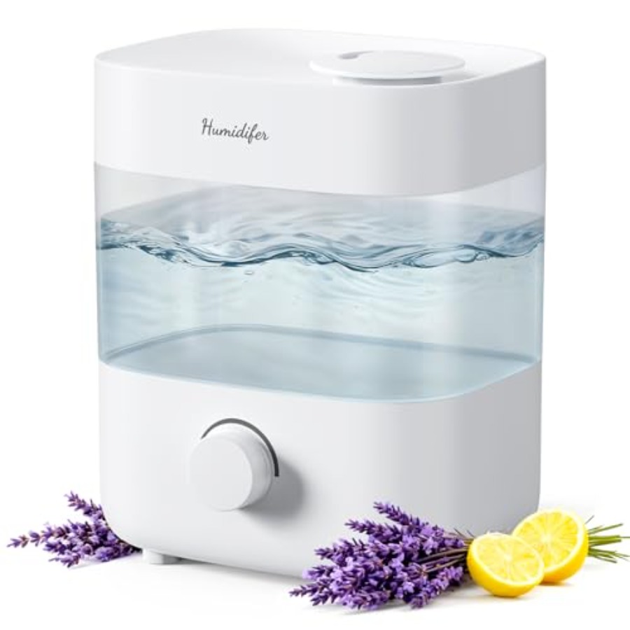Humidifier Nursery Quiet - Schlafzimmer-Luftbefeuchter mit 2L-Befüllbehälter, weißem Kunststoffgehäuse, 7-Farben-Licht,