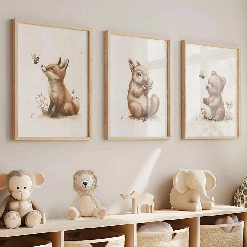 Baby Nursery Usa - Bär, Hase, Fuchs, Hirsch, Eichhörnchen, Maus
